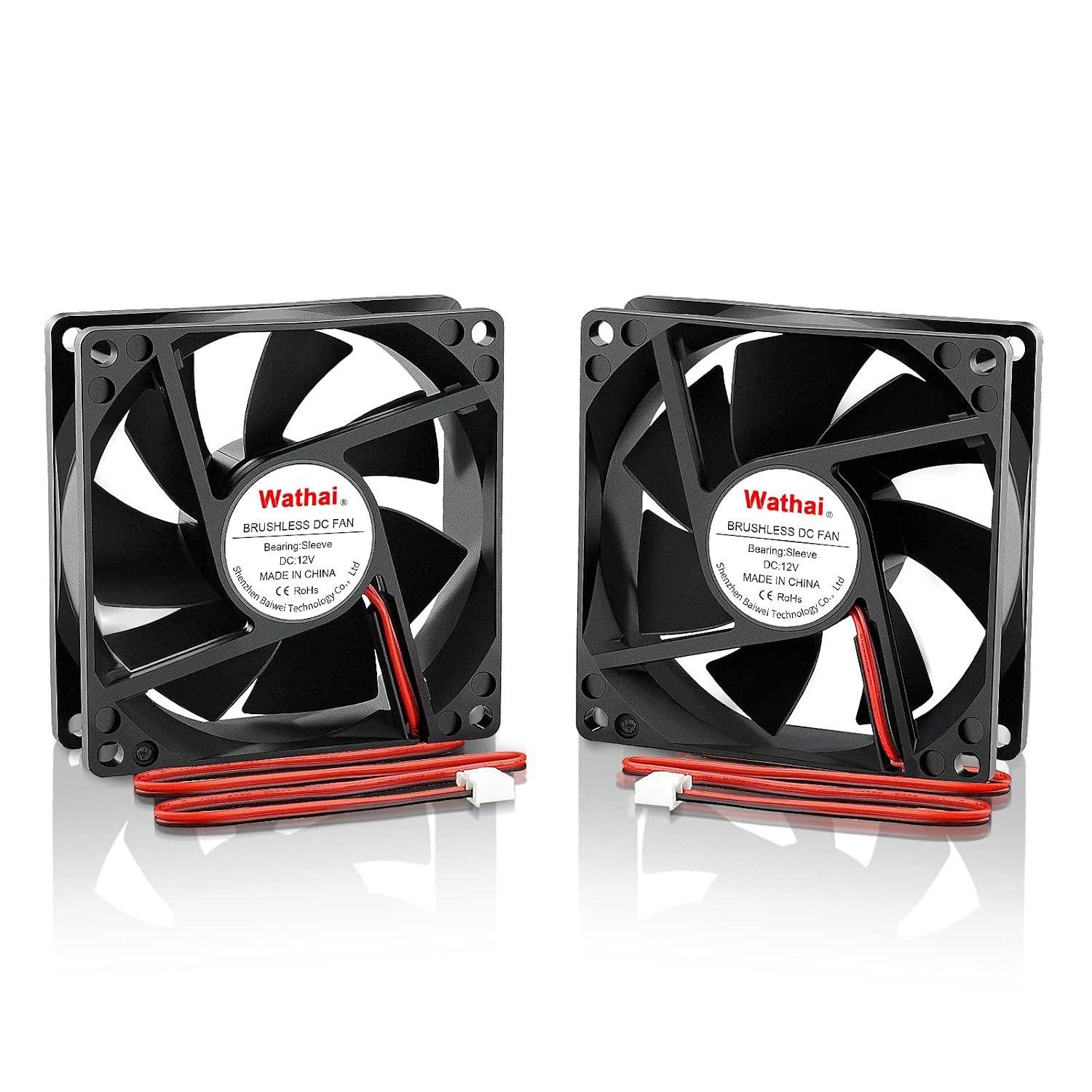 Wathai 80mm 24V DC Cooling Fan - 2-Pack, High Speed, 2500 RPM, For PC, Cabinet, Electronics Cooling