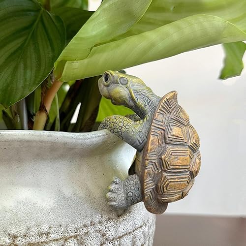 Miniatura 2 de Figura de tortuga trepadora, mini estatua de tortuga para decoración de terrario, adorno de hábitat de reptiles, decoración de acuario y jardín de