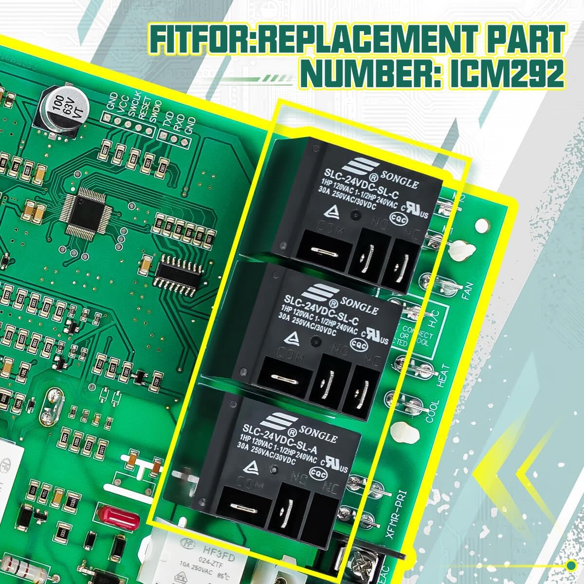 Upgraded 62-24140-04 DSI Furnace Control Board Compatible with Rheem Ruud Weather King Corsaire, ICM292 Direct Spark Ignition Control Board Replaces for 62-24140-02 62-24140-01 24V/115V