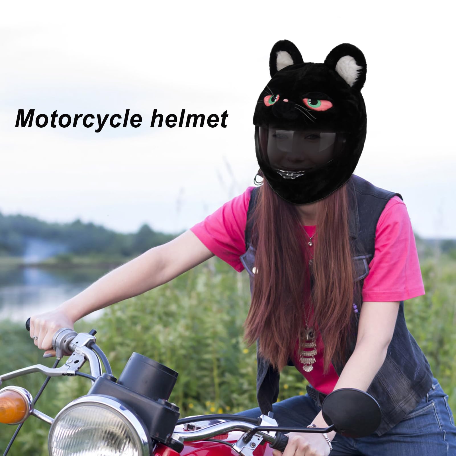 Stoff- für Motorradhelm, Lustiger Helm-Überzug, Pelzige Motorradhelm-Abdeckung, Lustiges Design und Geschenke, Zubehör für Motorradhelme (Nur Überzug)