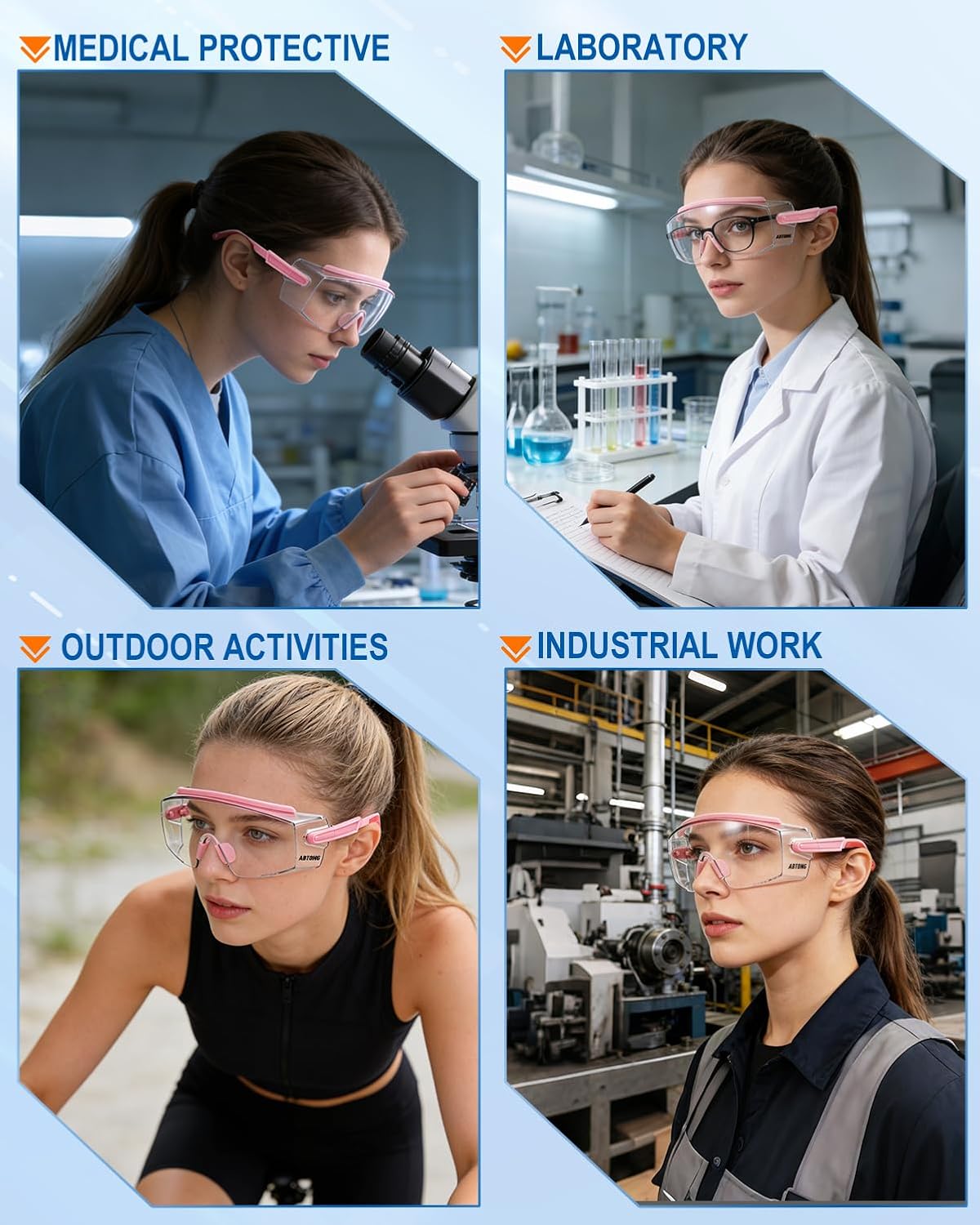 Safety Glasses Over Eyeglasses UV380 Anti-Fog Scratch Safety Goggles