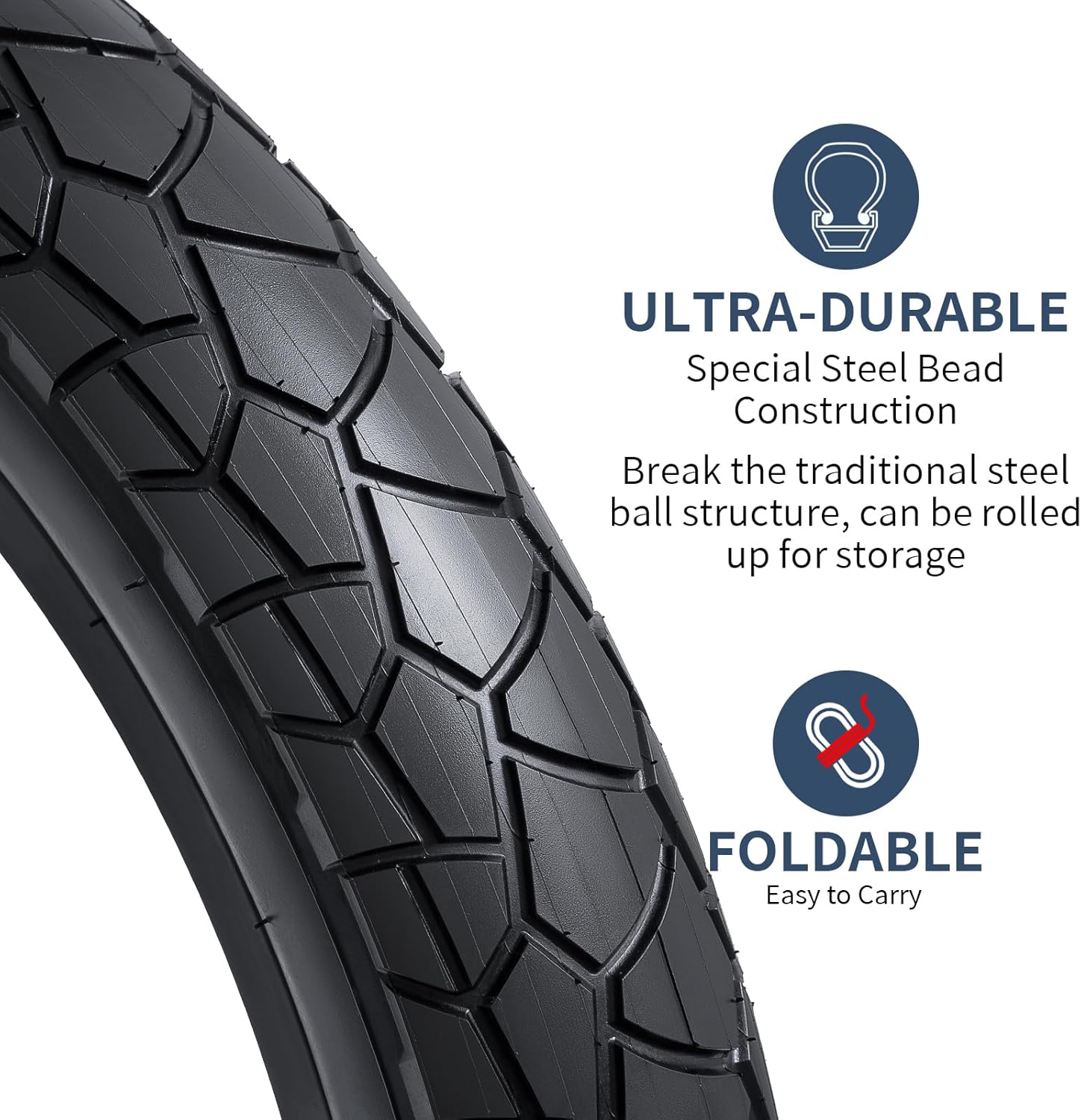 YUNSCM 2-PCS 20x3.0/76-406 E-Bike Fat Tires Compatible with Electric Bike 20 X 3 All-Terrain Directional Tread Bicycle Tires