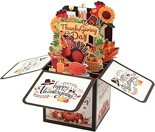 D4DREAM Thanksgiving Cards with Envelopes - 3D Turkey Pop Up Happy Thanksgiving Greeting Cards Fall Pumpkin Thank You Gifts Card for Kids Adults Women Family Friends Autumn Party