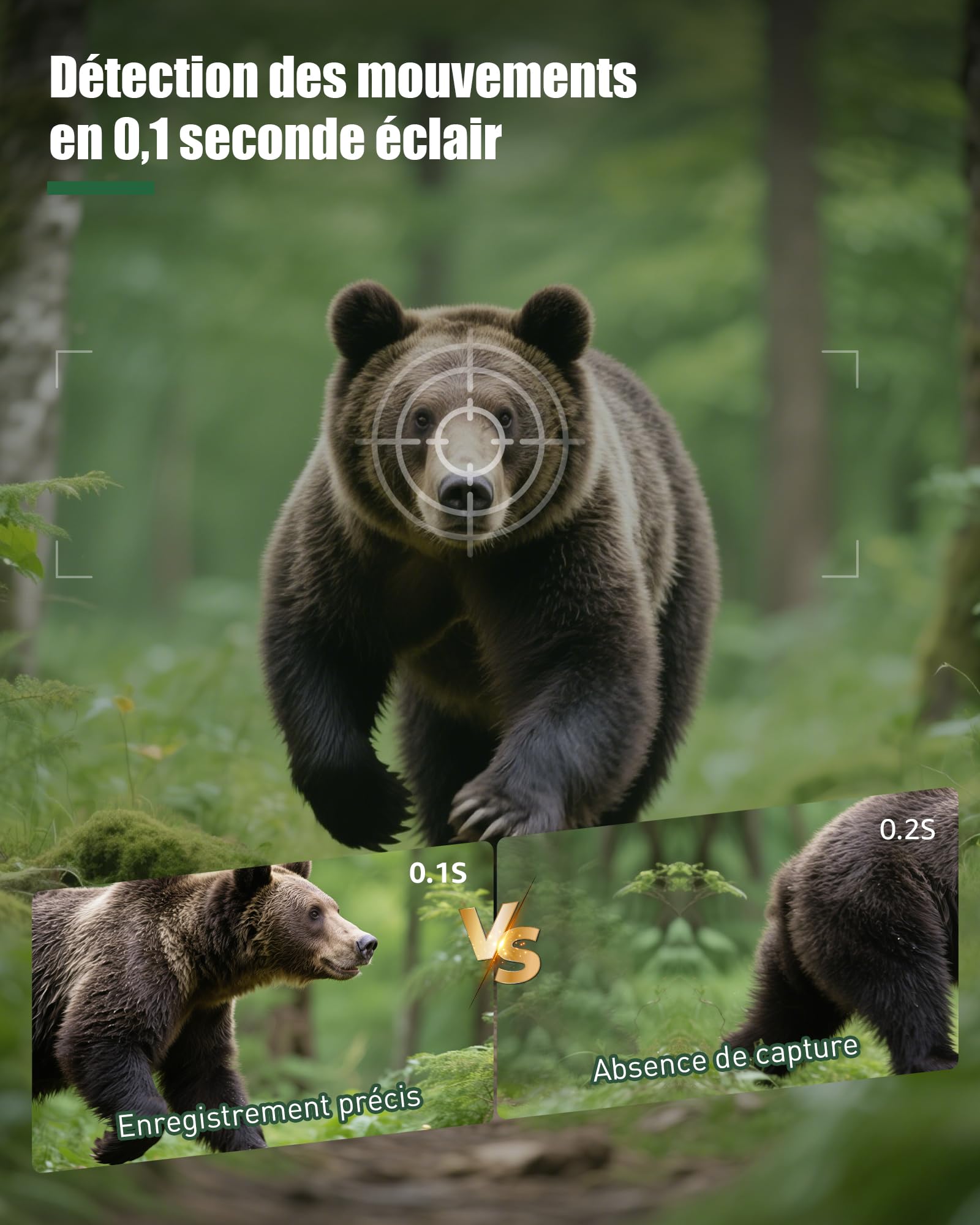 HAZA Caméra de Chasse WiFi 4K, Piège Photo Vision Nocturne, IP66 Animaux | Connectée Téléphone Bluetooth, Détection 0,1s, Angle 120°, Infrarouge 940nm, Carte SD 32Go, Extérieur