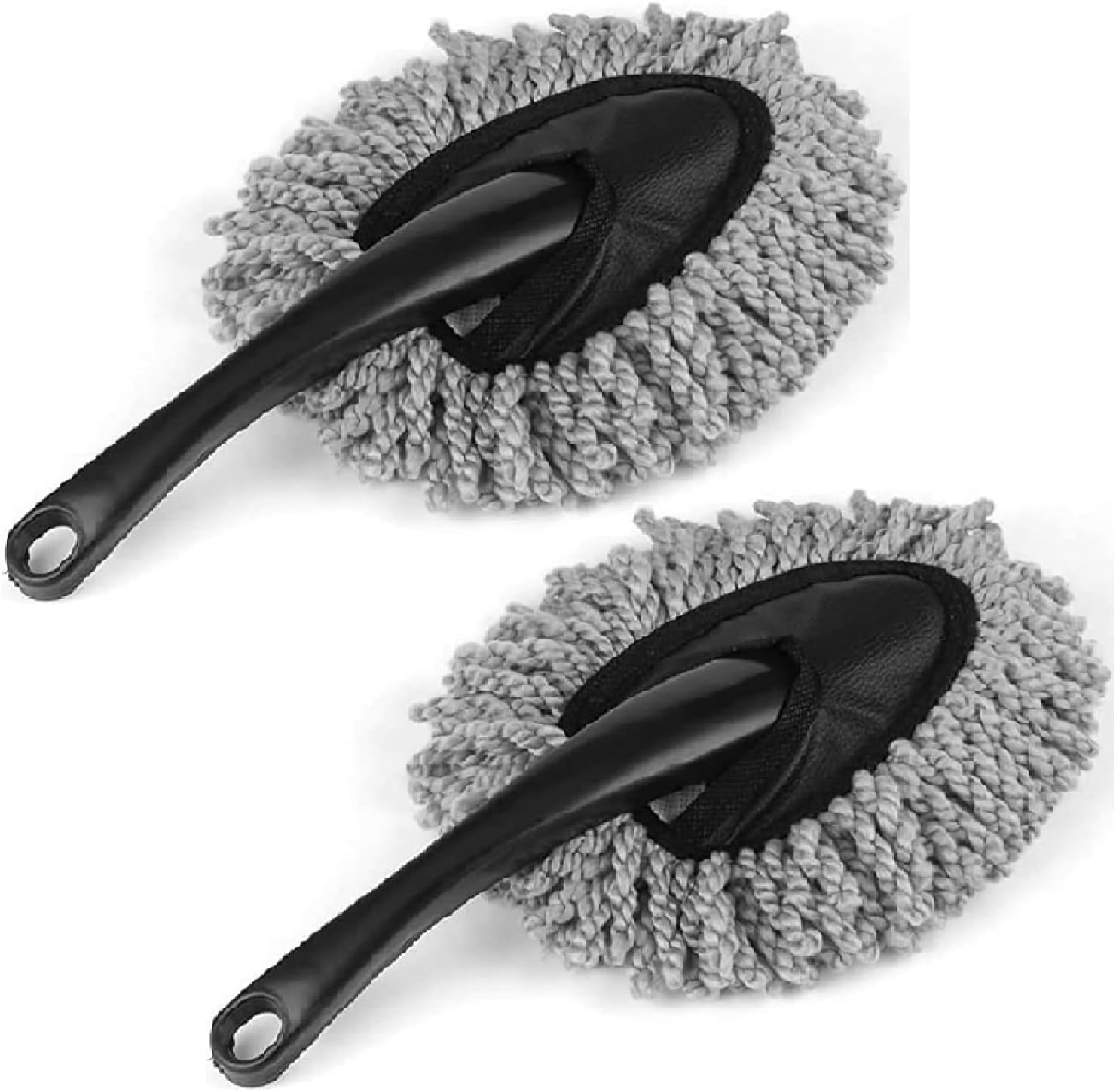 Clyton Pack of 2 Microfiber Furniture Duster 10cm Grey | Soft Lint-Free Microfiber Brush for Home, Office | Non-Scratch Dust Cleaner for Electronics, Furniture, Shelves, Interior & Hard-to-Reach Areas