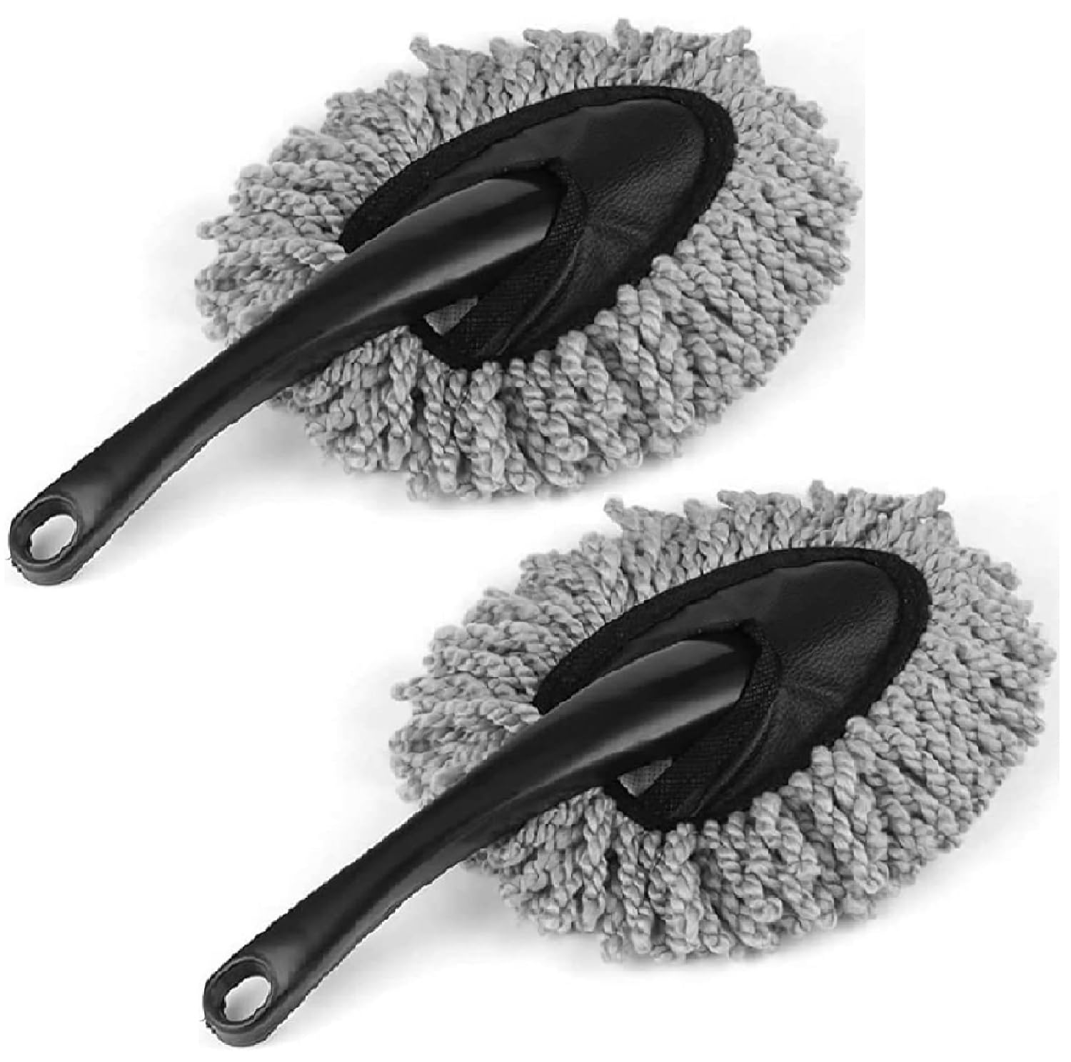 Pack of 2 Microfiber Furniture Duster 10cm Grey | Soft Lint-Free Microfiber Brush for Home, Office | Non-Scratch Dust Cleaner for Electronics, Furniture, Shelves, Interior & Hard-to-Reach Areas