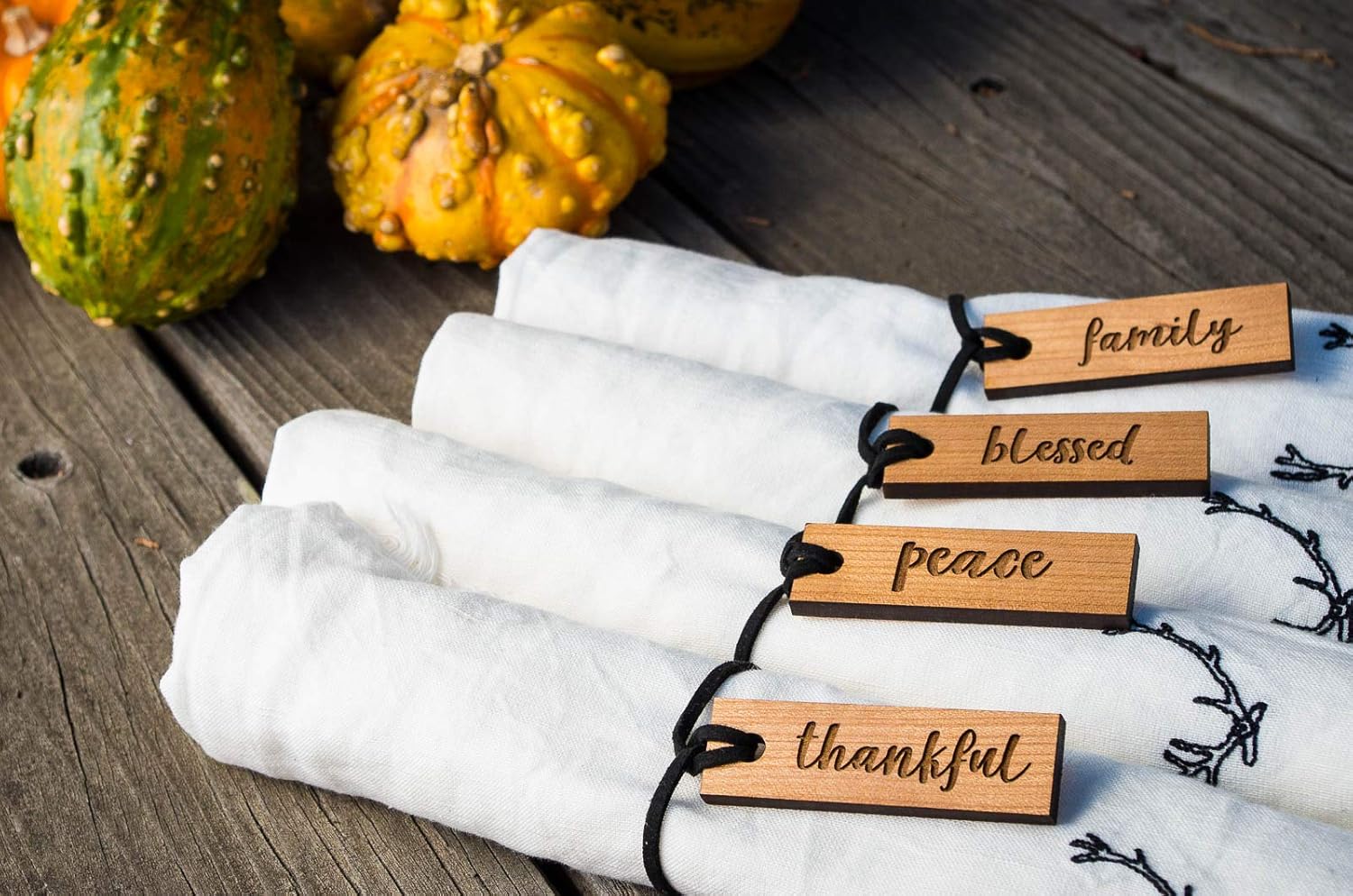 Best Cyber Deals 🔥 Engraved Wood Thanksgiving Napkin Rings – Modern Farmhouse Fall Table Decor