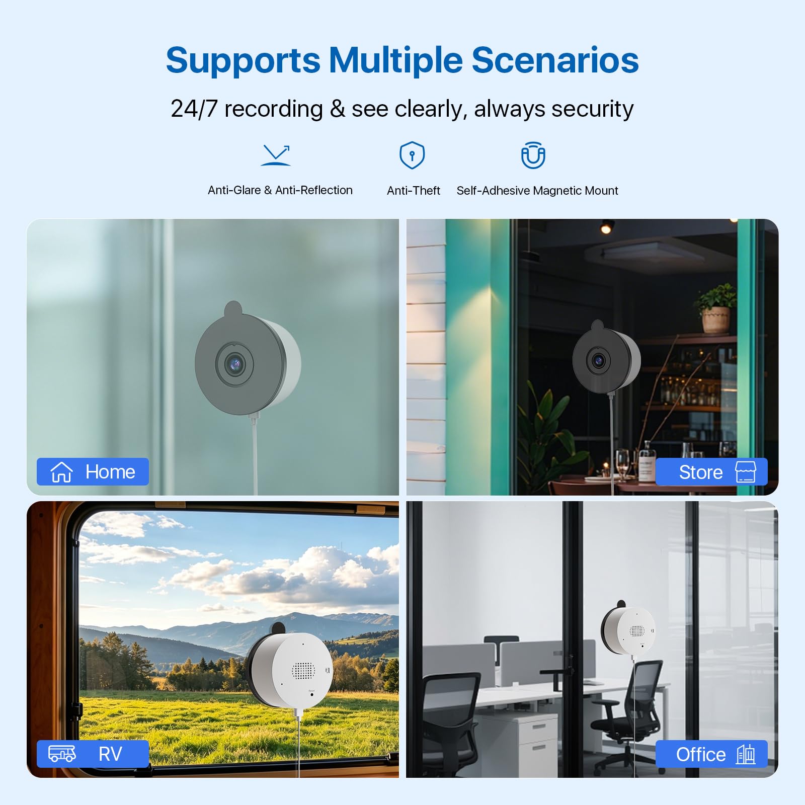 Fensterkamera Innen 3MP, 2,4 & 5 GHz WLAN, Ohne Bohren, Ohne ABO