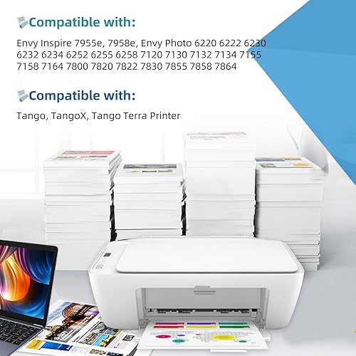 Miniatura 2 de 64XL - Cartucho de tinta remanufacturado de repuesto para HP Ink 64 HP64 XL (color negro, paquete de 2) a Envy Photo 7855 7858 7800 7100 7120 7155