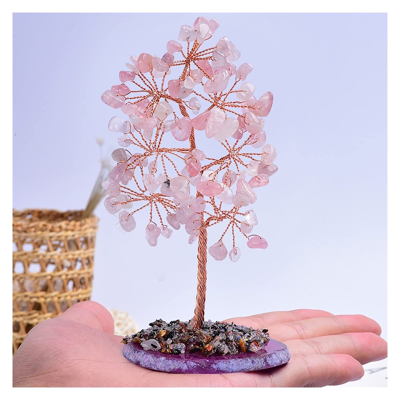Kristallbaum Natürlicher Kristallbaum, Amethyst Rosenquarz Aquamarin, Büro-Desktop-Verzierung Kristalle (Color : White)