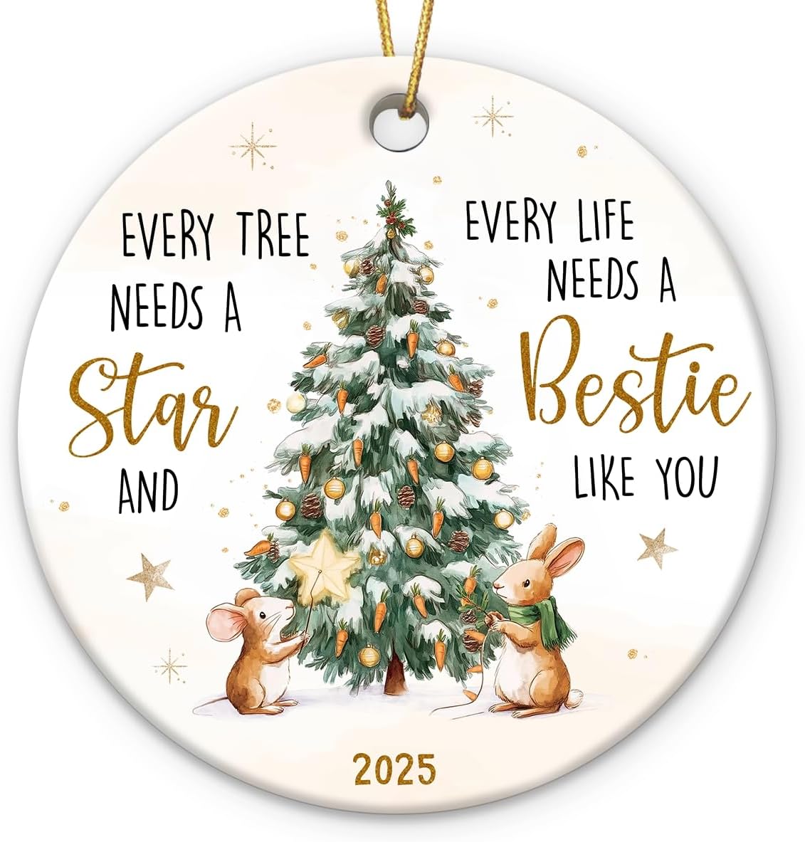 Bestie Gifts Christmas Ornaments for Friends 2025, Friends Xmas Ornaments, Double Sided Ceramic Ornament Hanging Decor, Friendship Gifts for Women, BFF, Bestie, Sister