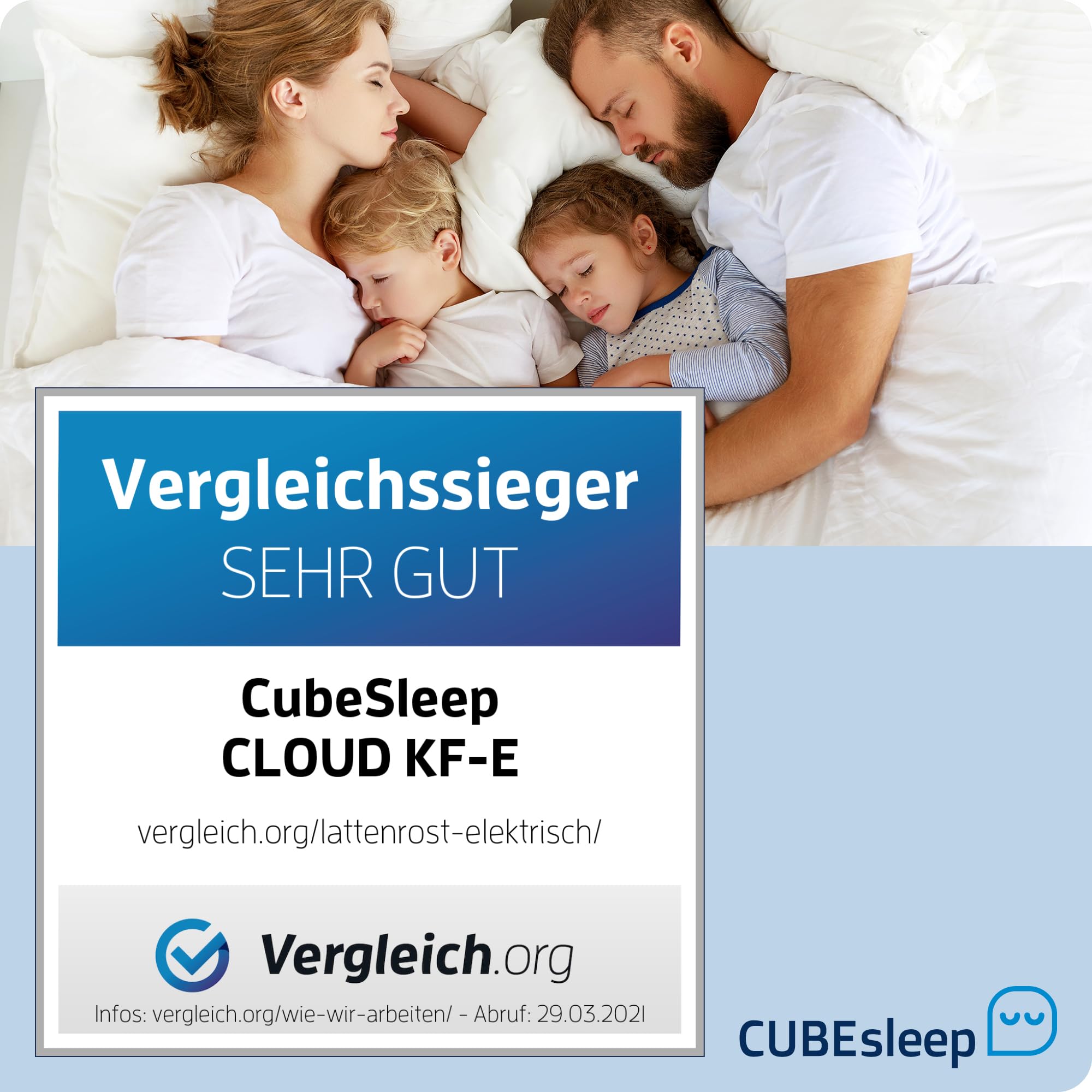 CubeSleep 7-strefowy stelaż pod materac Cloud 90x200 cm | Regulacja elektryczna zagłówka i podnóżka | Wyprodukowano w Niemczech | Certyfikat GS - przetestowana bezpieczność | gotowy do użytku
