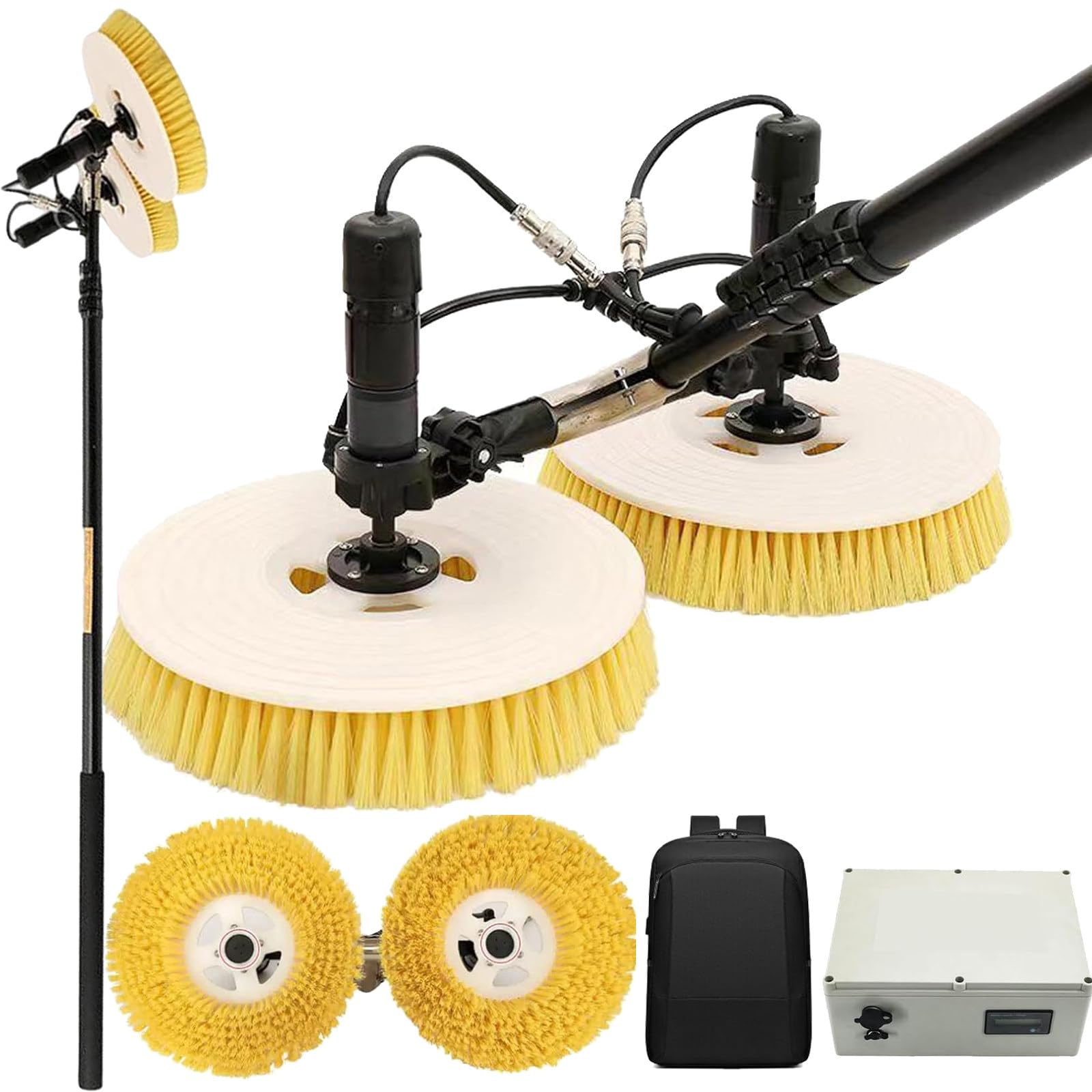 LMMIAOZ 3.5m 5.5m 7.5m Solar Panel Cleaning Tool, Automatic Dual Head Roof Brush, Lithium Battery-Powered Window Cleaner, Efficient Photovoltaic Panel Cleaning Brush