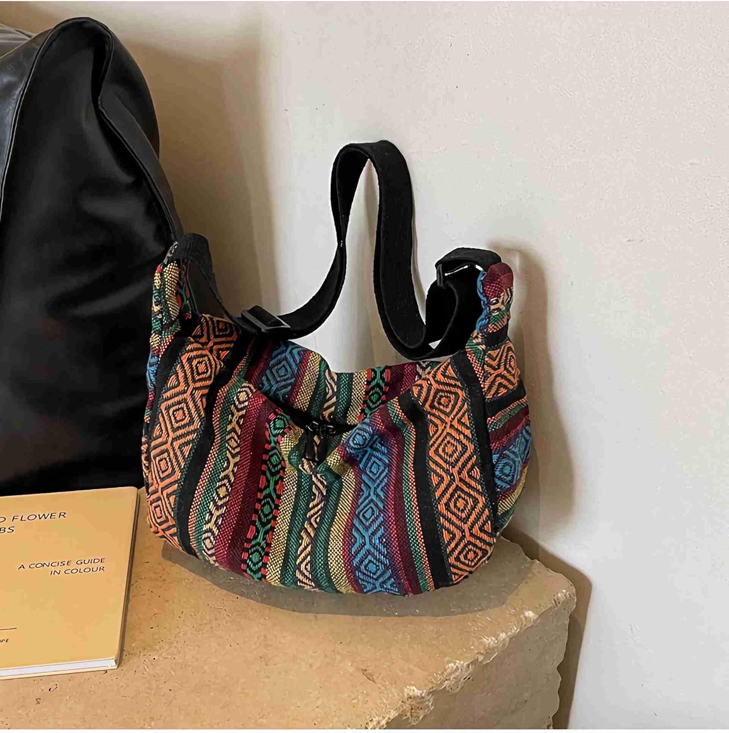 hippie cloth purses for women, cute Small hobo boho purses crescent crossbody bags, vintage aesthetic bags - Image 7