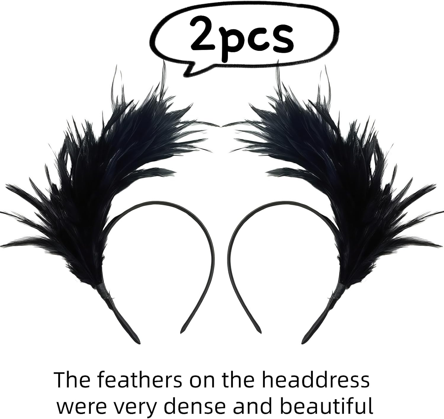 1920s Feather Headband 2pcs Fascinator Headpiece for Halloween Christmas Tea Party Carnival Gatsby Women Headband - Image 2