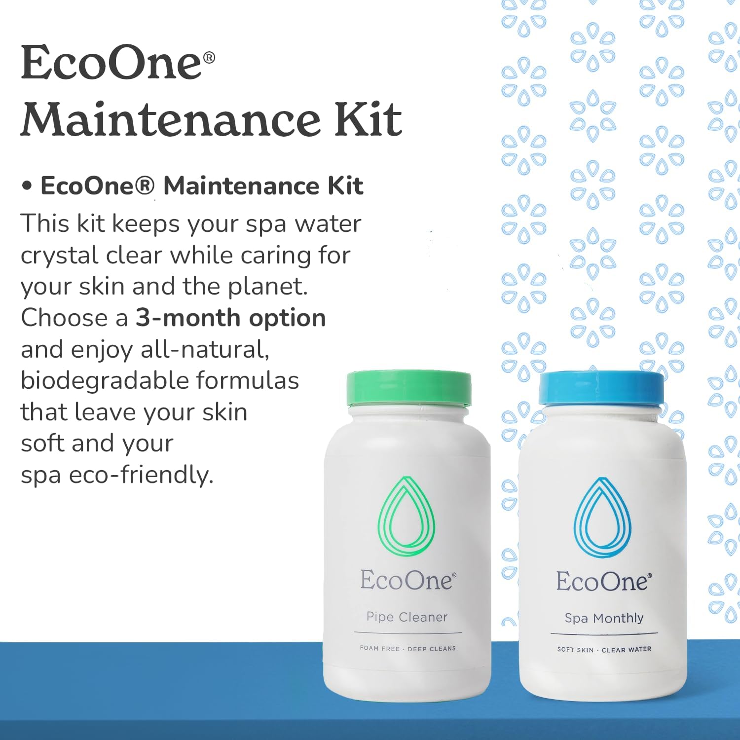 Spa & Hot Tub 3-Month Complete Treatment Kit | Comes with 1x Spa & Hot Tub Filter Cleaner and 3X EcoOne Spa Monthly | Restores Filter Cartridge & Stabilizes Water pH Levels | Natural Spa Chemicals