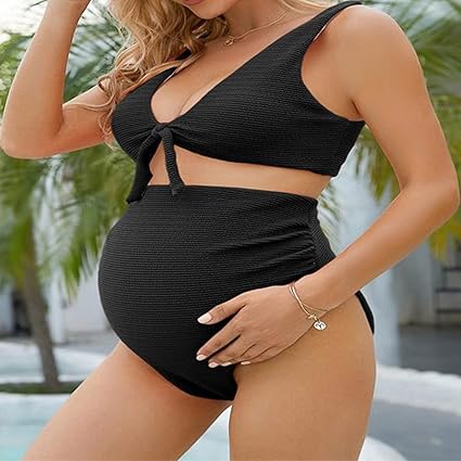 Costume Da Bagno Premaman Un Pezzo - Bikini Maternità Con Reggiseno Rimovibile E Scollo A V - Foto 7