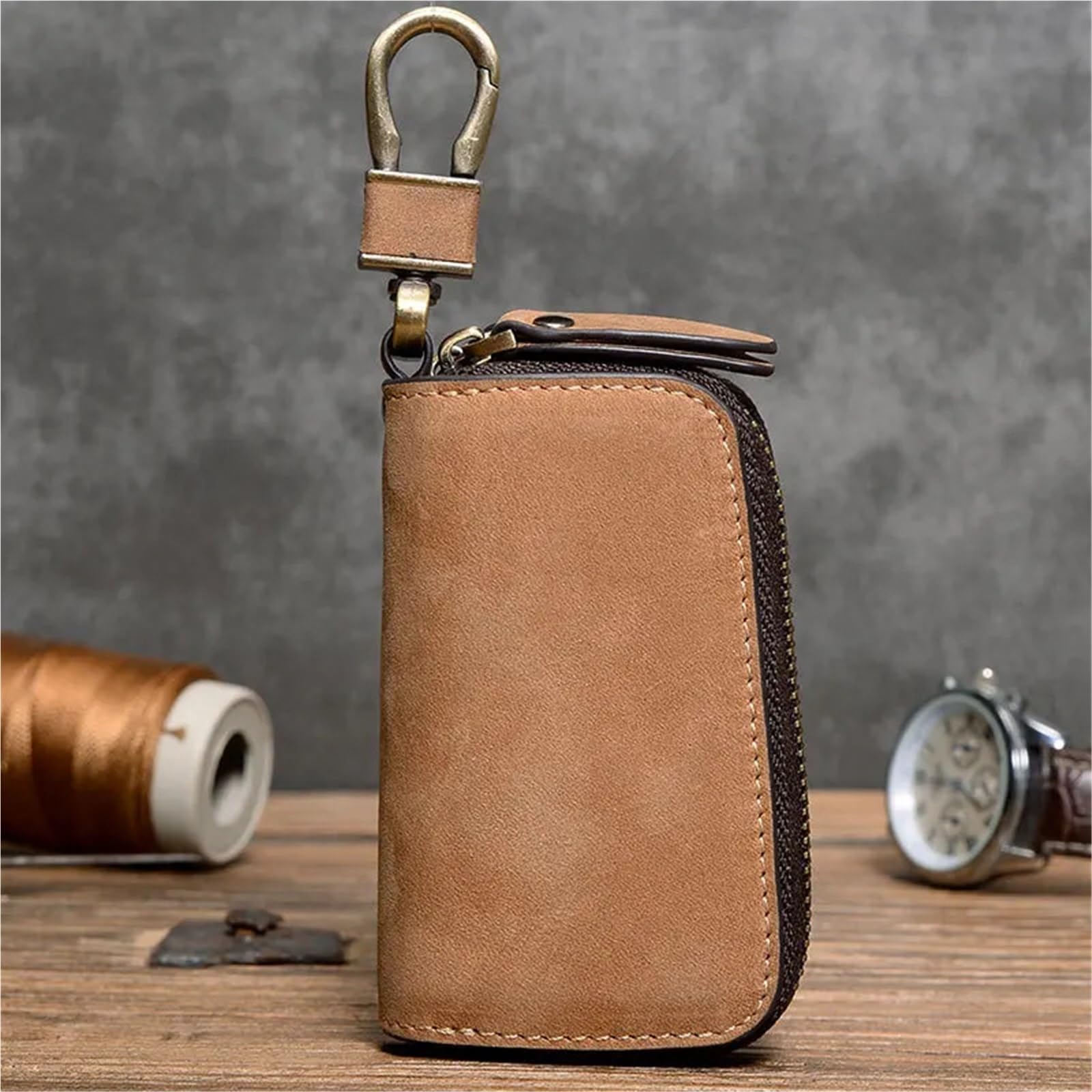 Schlusselmappen Kunstleder-Schlüsseletui, Geldbörsen, Herren, Vintage-Schlüsseltasche, Autoschlüsselhalter, Doppel-Reißverschluss, Schlüsselanhänger-Etui, Damen, kleine Haushälterin
