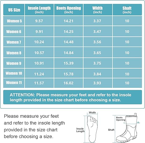 Miniatura 5 de Kalkal Botas de goma para mujer, de neopreno de 0.236 pulgadas, impermeables, aisladas, con vástago de acero, pantorrilla ancha, botas de caza para