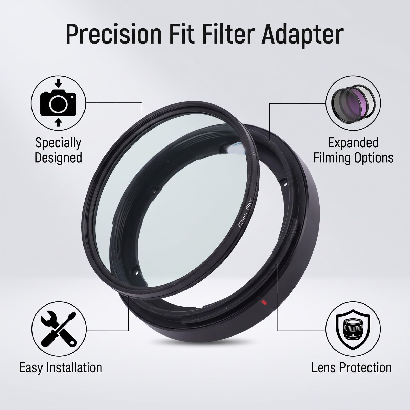 Tbest Filtro per Fotocamera, Accessorio Obiettivo, Filettatura 72 Mm, for