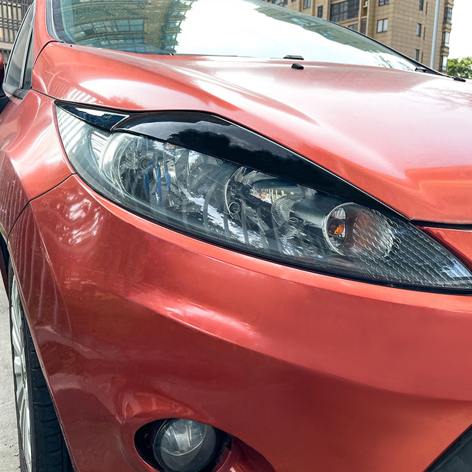 ALKOY Ford Fiesta MK6 2008-2011 2012 Gloss Black Anteriore Faro Sopracciglio Palpebra Adesivi