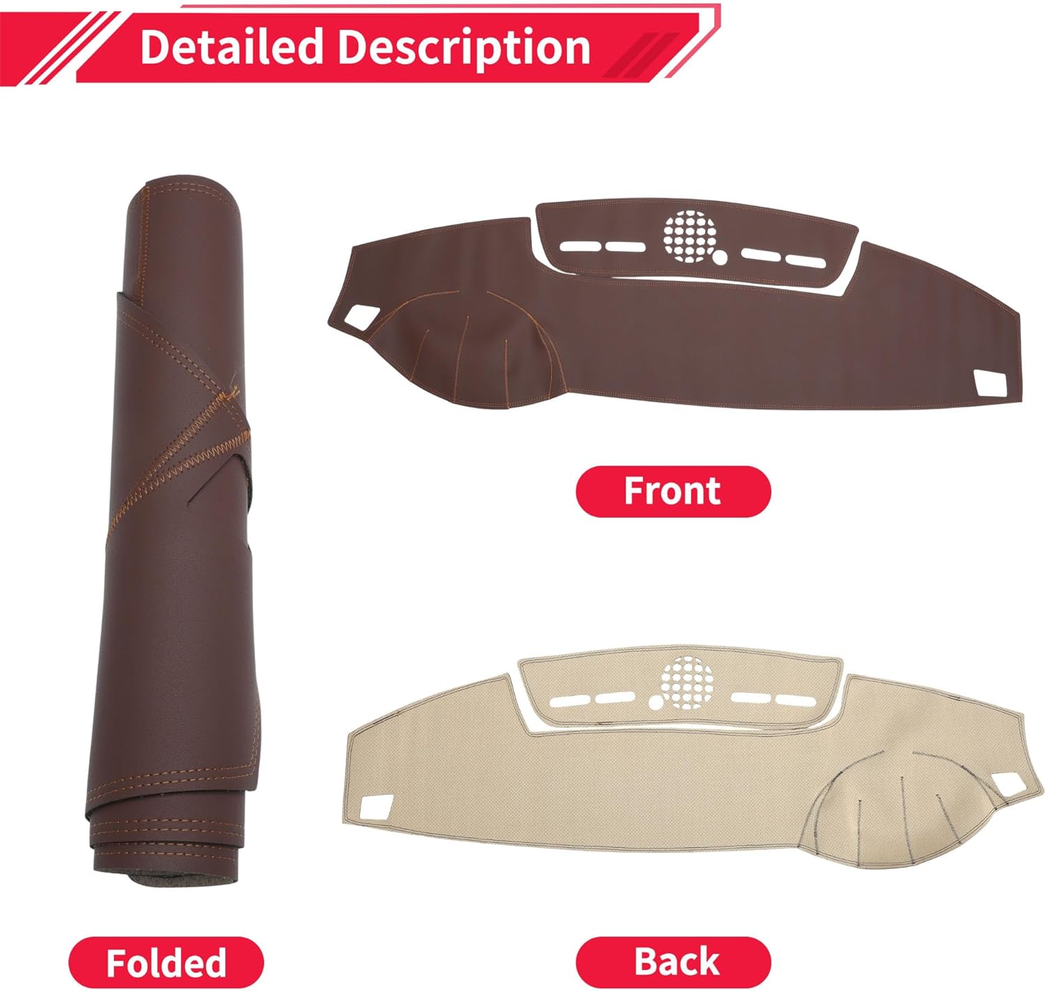 Dashboard Cover Dash Cover Mat Carpet for Land Rover Sport 2010-2013 Brown Faux Leather 1 Pc Anti-Slip Car Interior