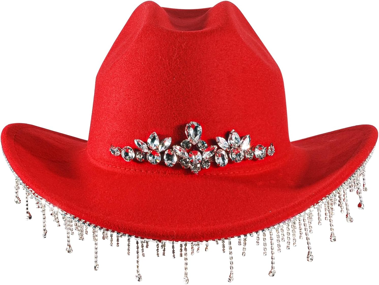 Womens Cowboy Hat Rhinestone Spark Cowgirl Hats Wide Brim Diamond-Glitter-Western-Bling - Image 2