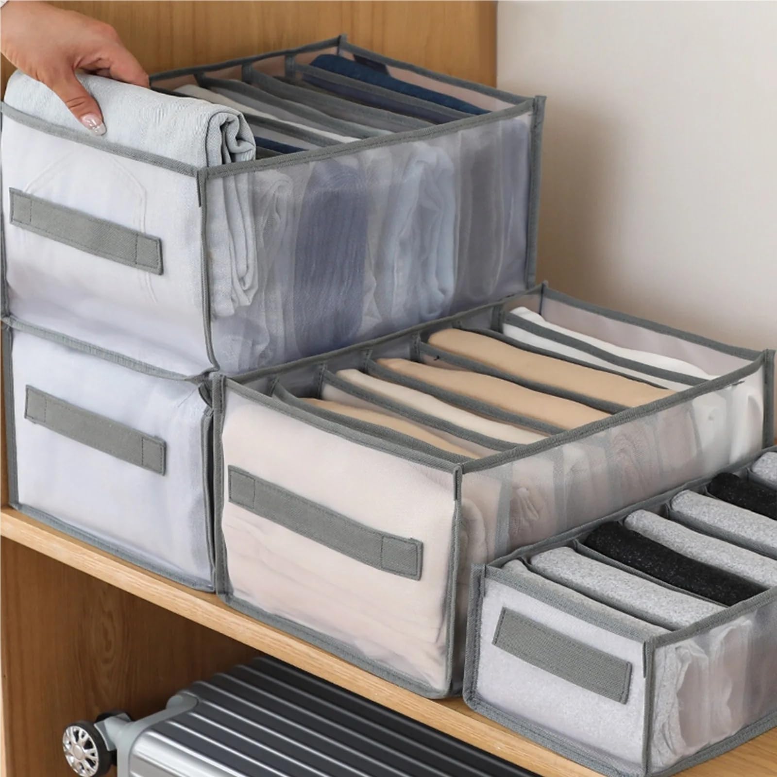 Organizer Cassetti Armadio portaoggetti pieghevole biancheria intima divisorio cassetto jeans guardaroba vestiti(Blue,2PCS color7)