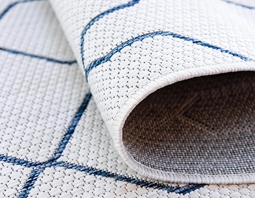 Miniatura 11 de Unique Loom Outdoor Trellis Collection - Alfombra rectangular de 7 pies 1 pulgada x 10 pies, color marfil y azul marino