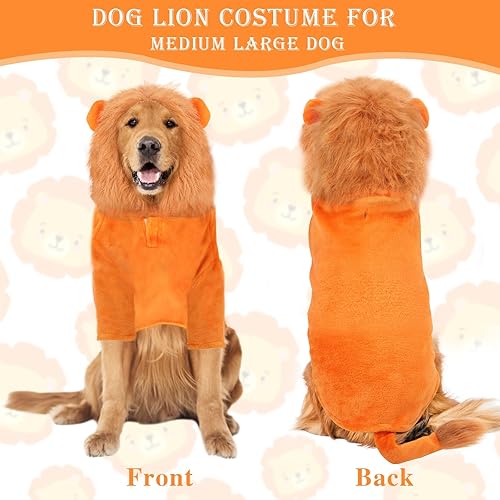 Miniatura 4 de Rypet Disfraz de león para perro, ropa para mascotas para fiesta de Halloween, simulación, trajes de mascotas de león con agujero para correa,