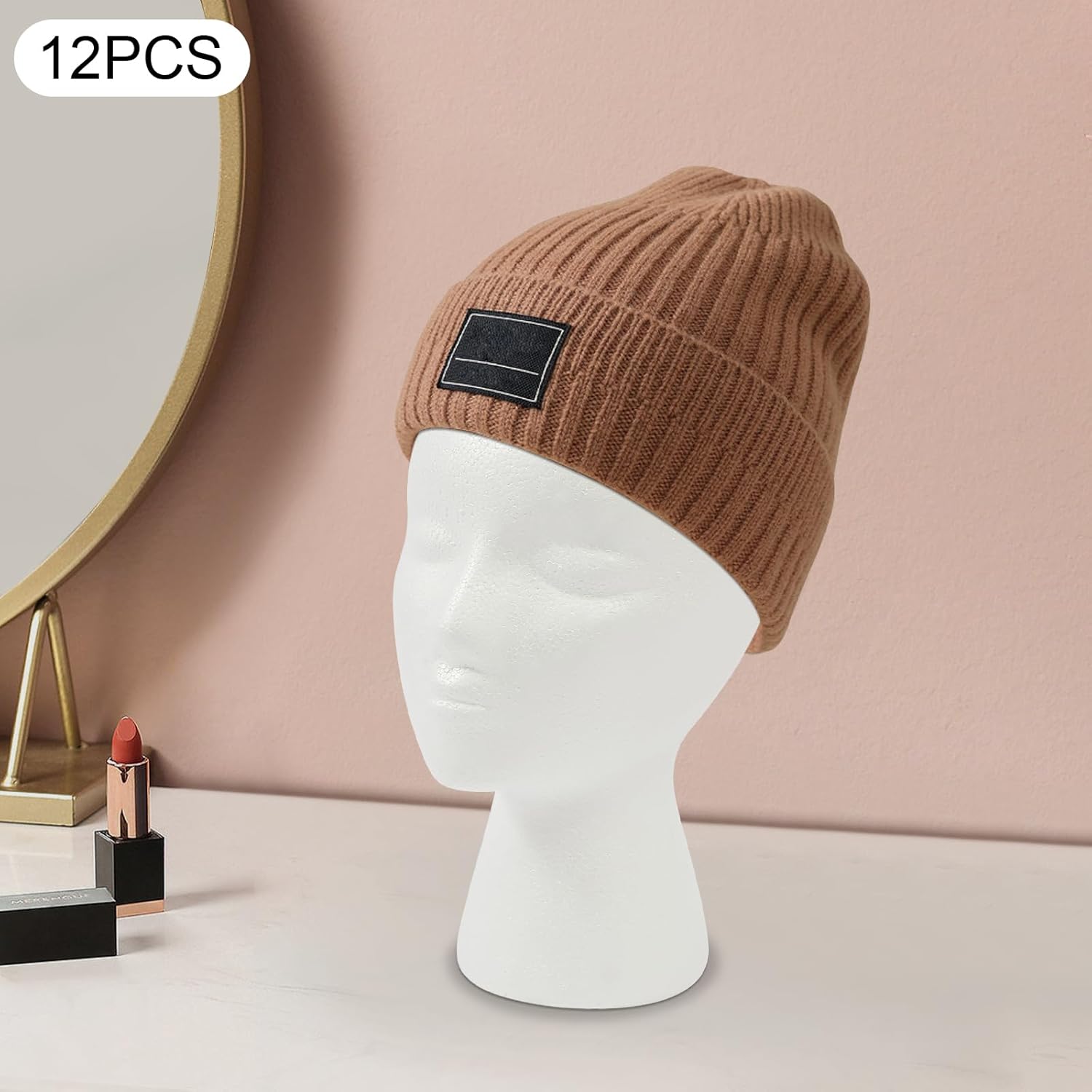 12 Pcs Foam Wig Head, Female Styrofoam Mannequin Hairpieces Stand Holder Cosmetics Model, Head Wig Display for Style, Model, Display Hair, Hats, Hairpieces, Mask , Salon and Travel