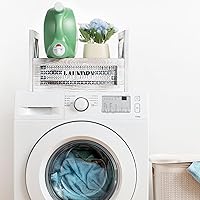 Vista 6 de Soporte para detergente para ropa con bandeja de goteo, decoración de madera para cuarto de servicio de granja, accesorios rústicos