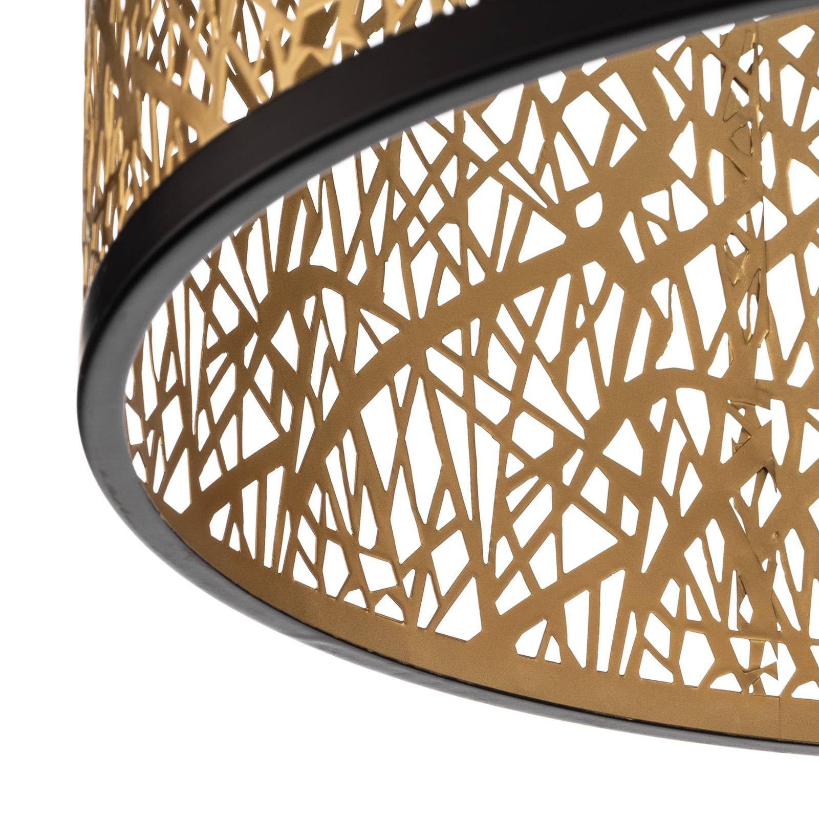 Lindby Plafonnier Yonah à intensité variable (Traditionnel) en Doré Textile e. a. pour Salon & Salle manger (1 lampe,à E27), Luminaire Lampe Plafond Eclerage Eclairage