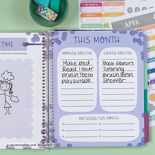 Miniatura 6 de Erin Condren - Planificador y libro de actividades para niños de 17,78 cm x 22,86 cm, 2 edición - Soñar no tiene límites. Planificador de 12 meses