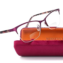 Missfive Premium Bifocal Reading Glasses for Women Anti UV/Blue Light & No Broken Metal Spring Hinge, Readers for Near Far Dual-Use & A Hard Case, Timeless Ladies Bifocals Eyewear 2.5x