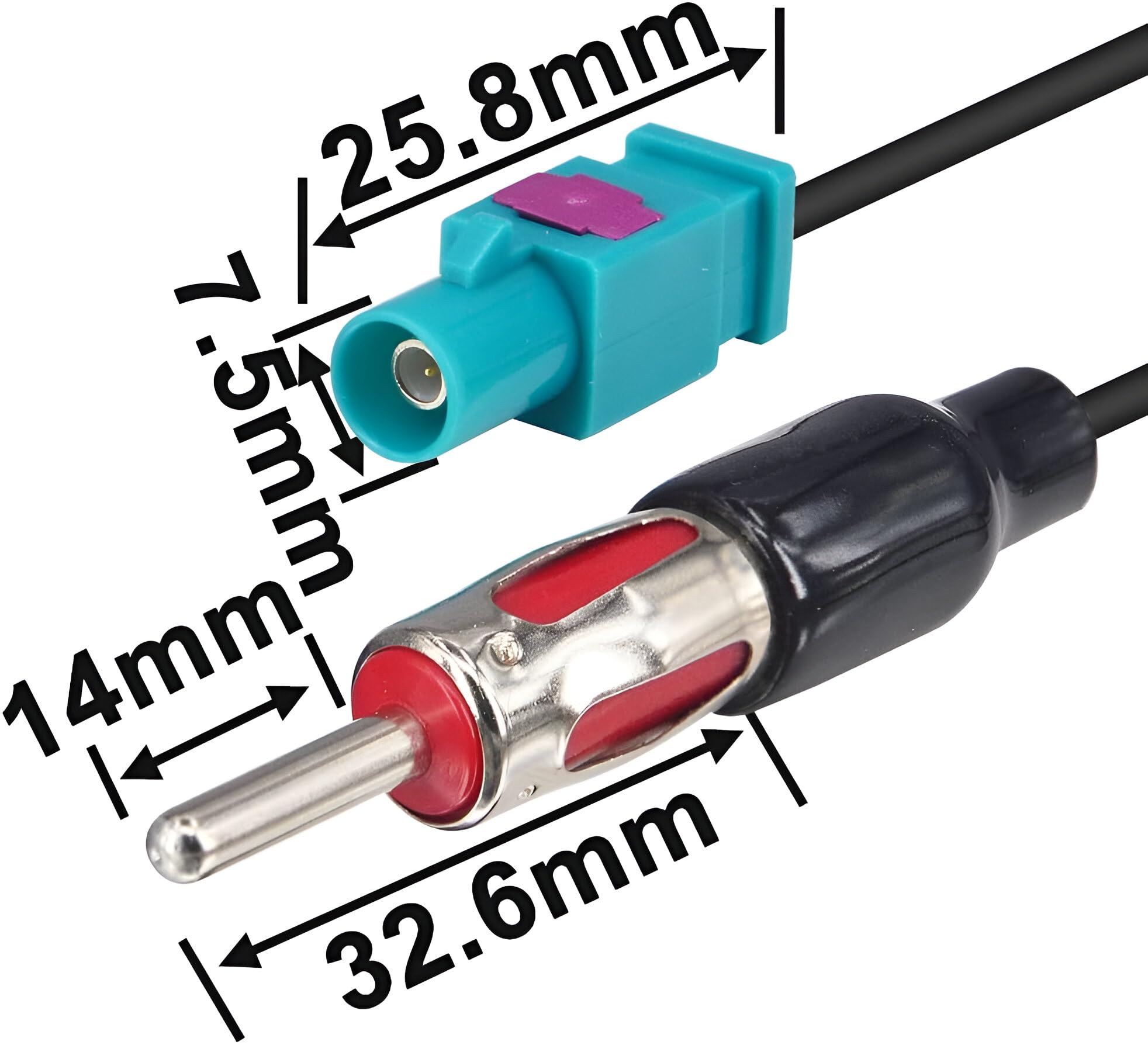 Sound Way AM/FM/DAB podwójny adapter antenowy Y - 2 Fakra Z na DIN męski/żeński, uniwersalny adapter do radia samochodowego