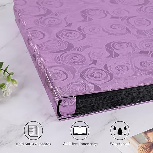 Vista 39 de Álbum de fotos de 100 x 6 pulgadas, 100 álbumes de fotos pequeñas, cubierta de cuero de primera calidad, página interior blanca, álbumes de fotos