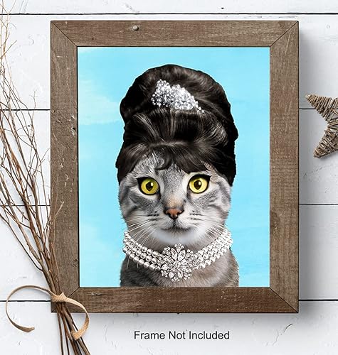 Miniatura 8 de Audrey Hepburn - Arte de pared  Regalos amantes de los gatos para mujeres y niñas  Arte de pared de gato  Bonita decoración de gatito  Póster de