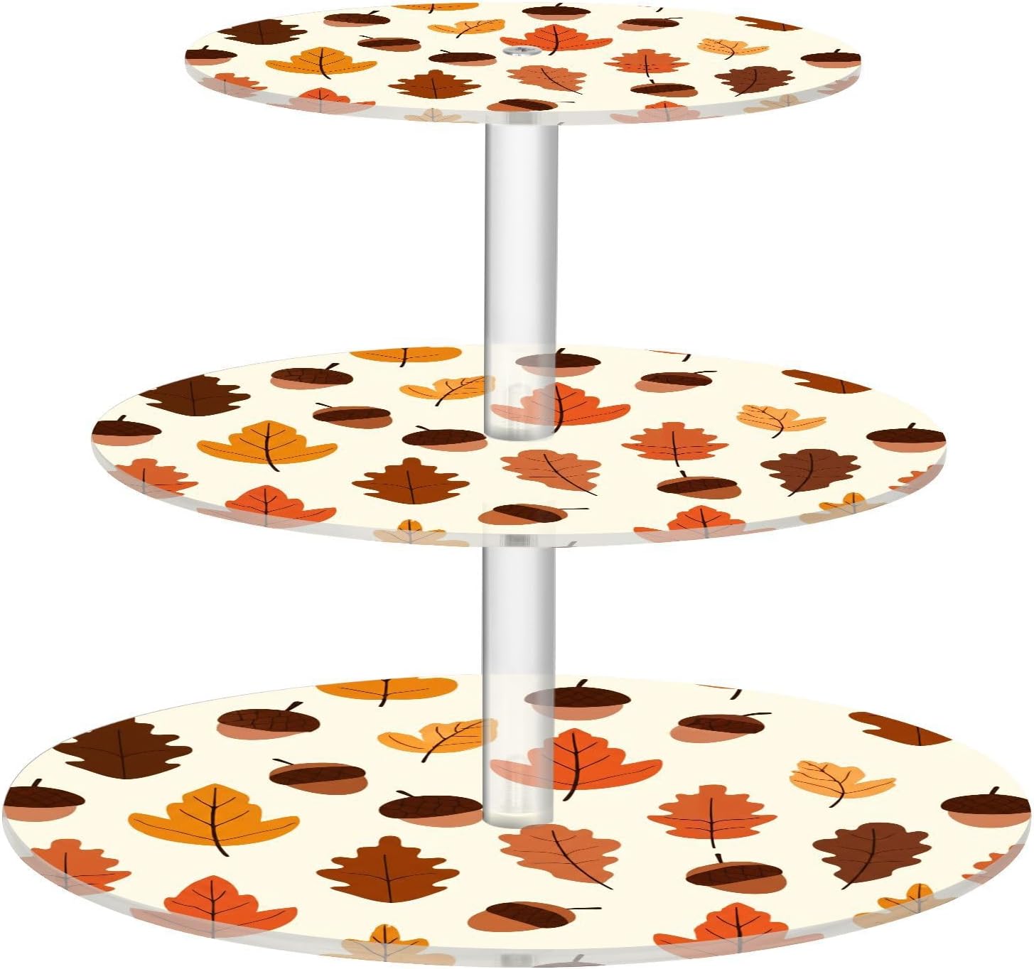 Autumn Fall Acorn Maple Leaves Thanksgiving 3 Tier Acrylic Cupcake Stand, Cupcake Stand for 34 Cupcakes for Weddings,Christmas,Holidays,Parties,Birthday,Printed Cupcake Tower 23301660