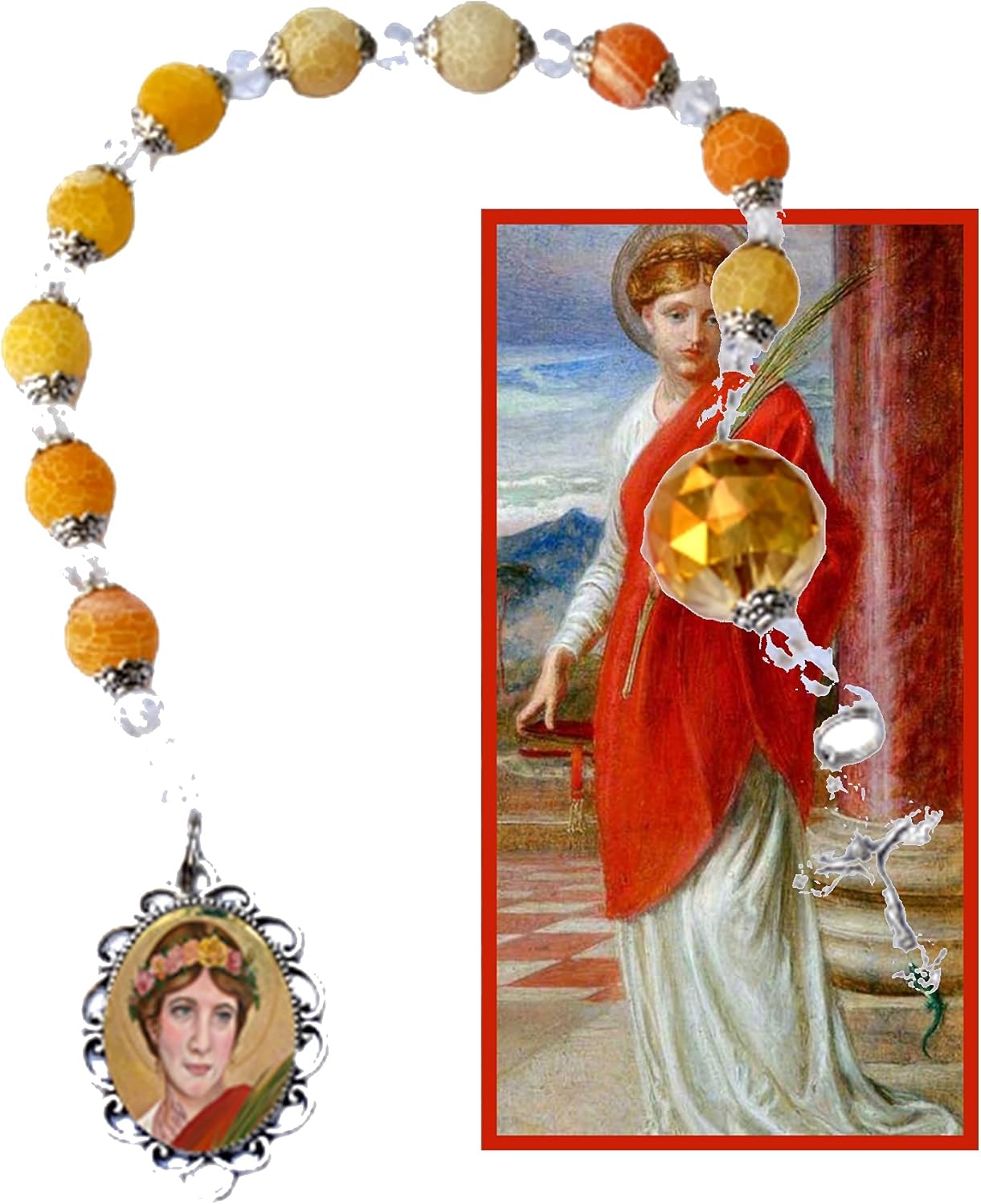 Gifts by Lulee, LLC Saint Bibiana patron of epileptics headaches mentally ill people physical and mental victims domestic violence Chaplet Pocket Rosary small rosary