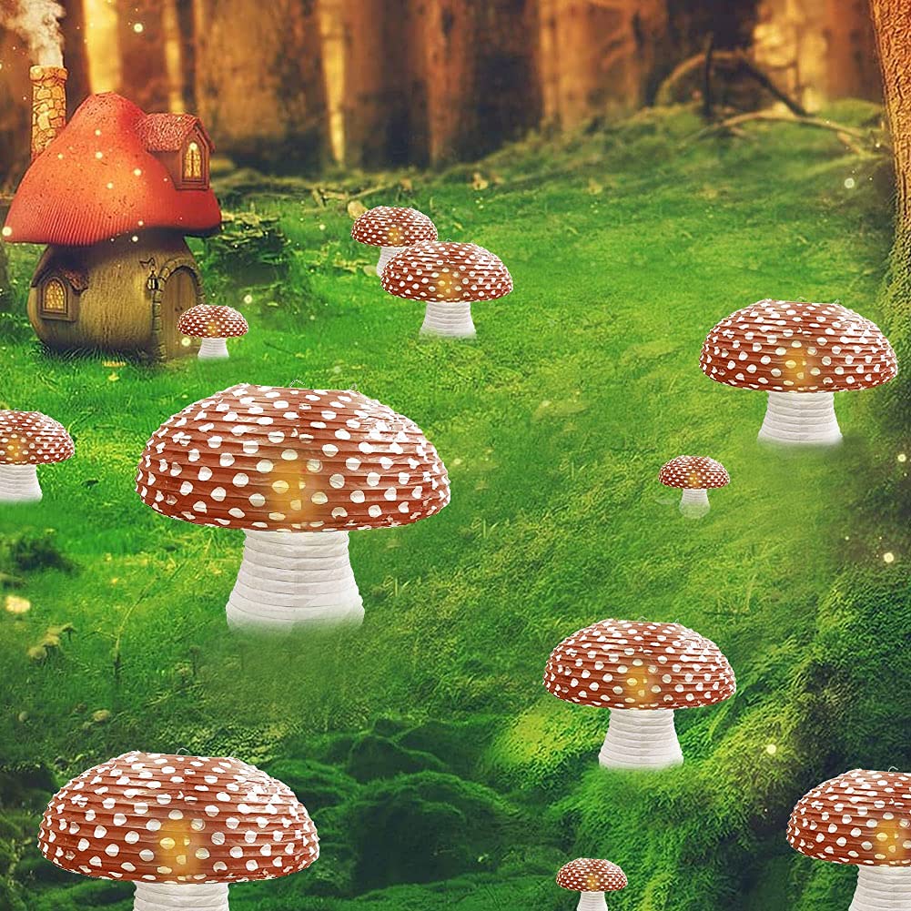 Buy 3Pcs Large Brown Mushroom Paper Lanterns for Forest Jungle