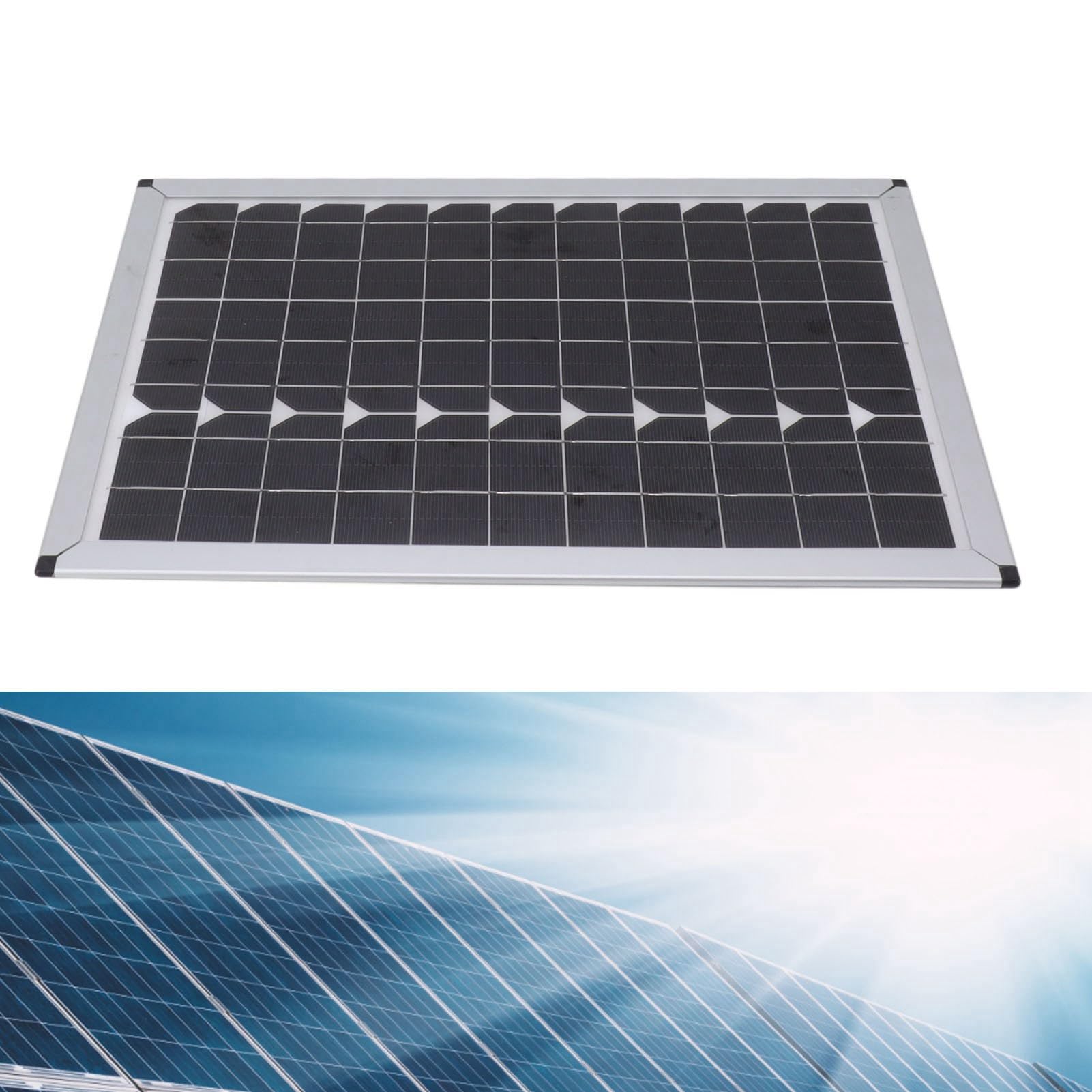 Fockety Kit Pannello Solare 100w 18v, Pannello Solare Impermeabile 16in con Cavo di Prolunga, Clamp/Holder per Batteria, Caricabatterie per Rimorchio Barca Marina, al Largo della Griglia