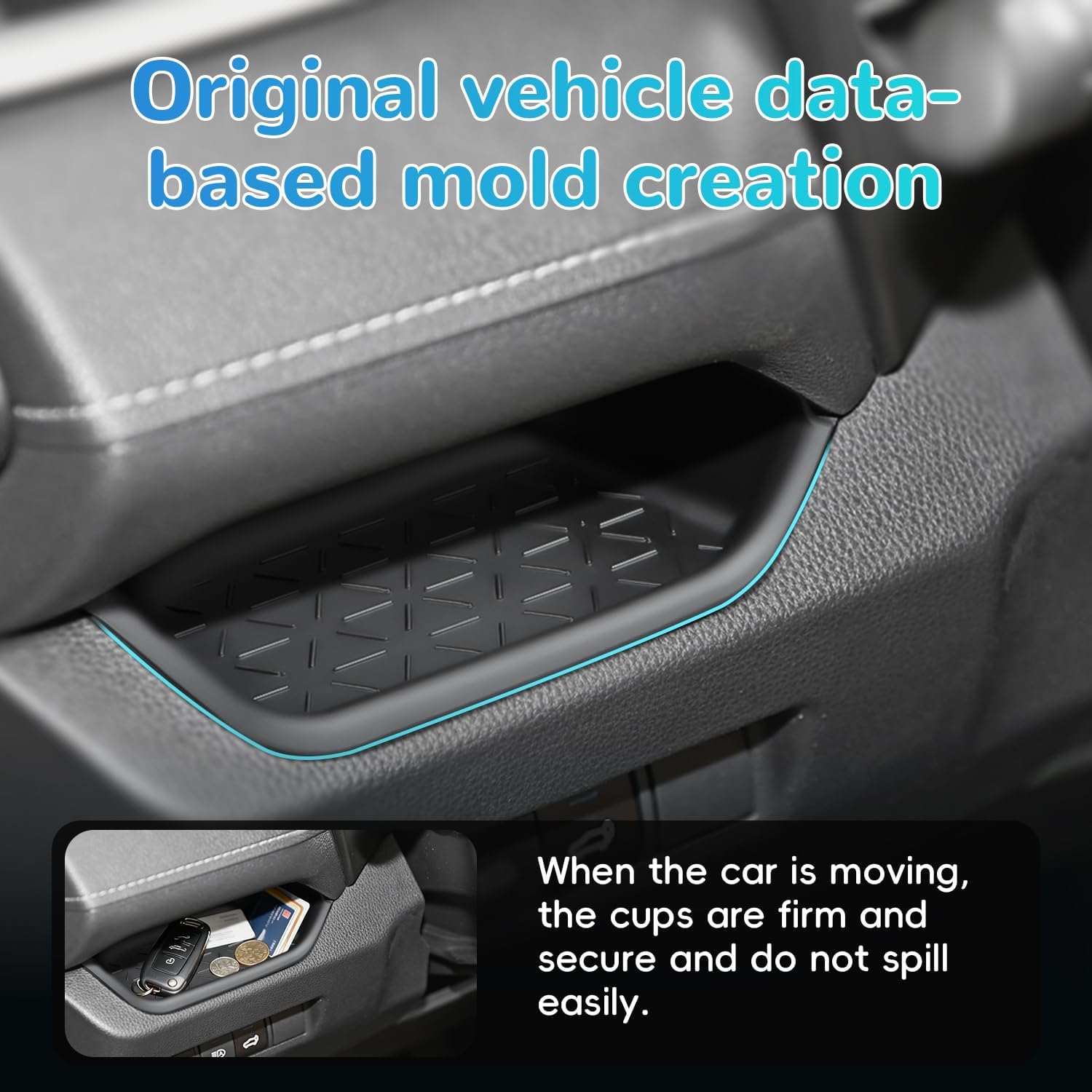 auovo Passenger Storage Organizer Mat Compatible with Toyota RAV4 Accessories 2025 2024 2023 2022 2021 2020 2019 RAV-4 Drivers Side Cubby Organizer Passenger Glove Box Organizer Tray (3PCS)