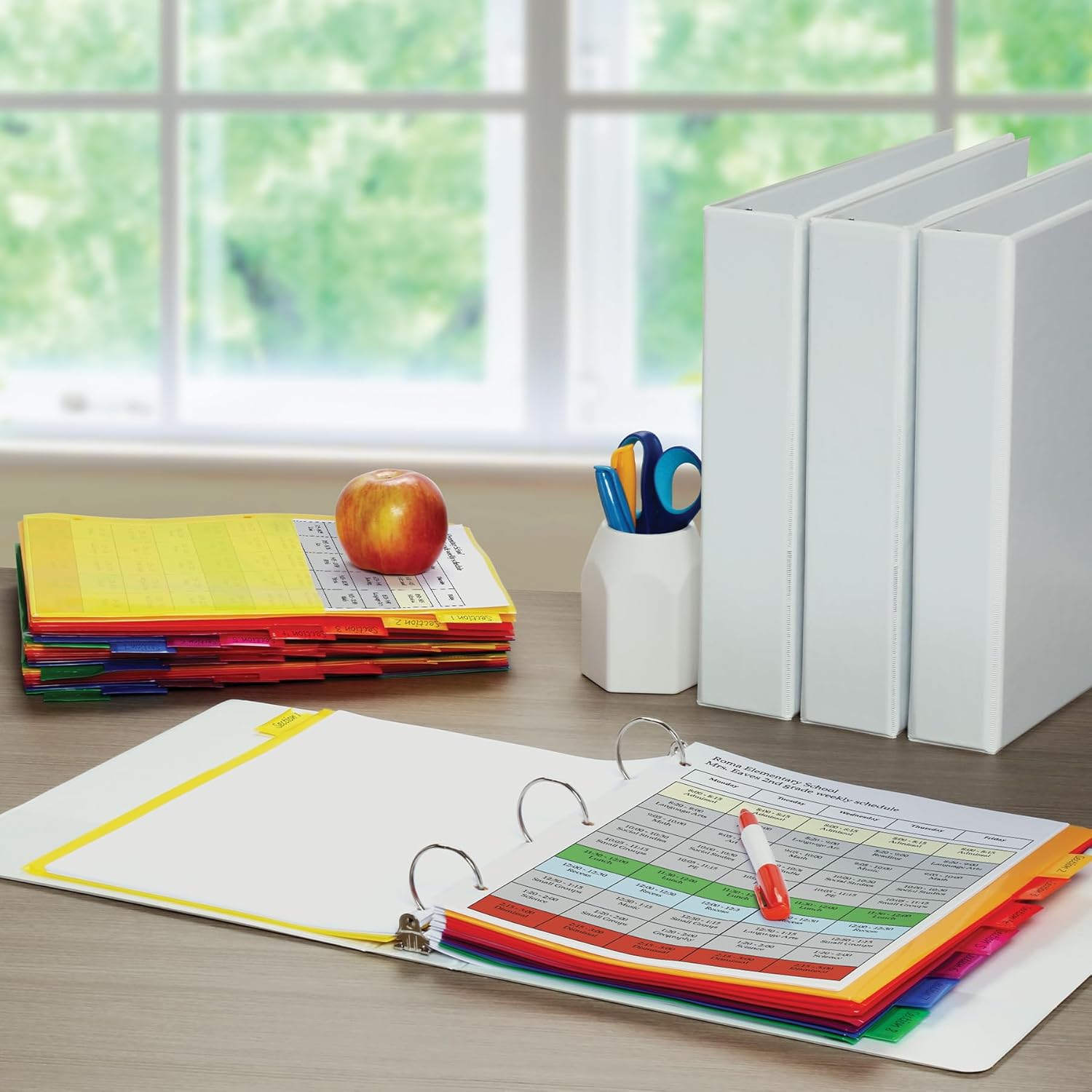 Oxford Plastic 2 Pocket Binder Dividers, 8 Tab 1/8 Cut Tab Dividers, Large Multicolor Binder Tabs, Letter Size, 24 Sets of 8 Dividers (89613)