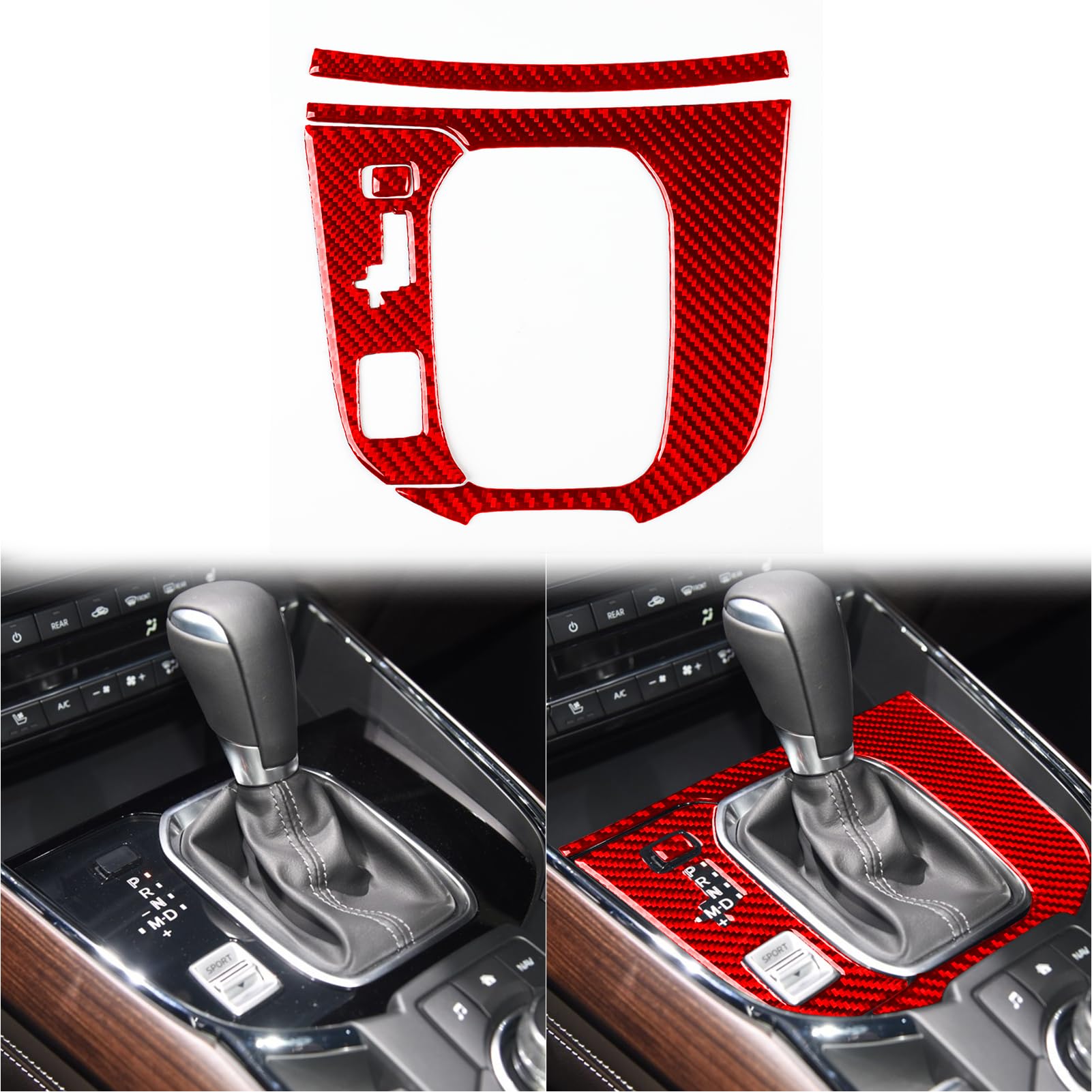 Garniture carbone rouge anti-rayure Mazda CX9 | Rénovation panneau de vitesse 4 pièces