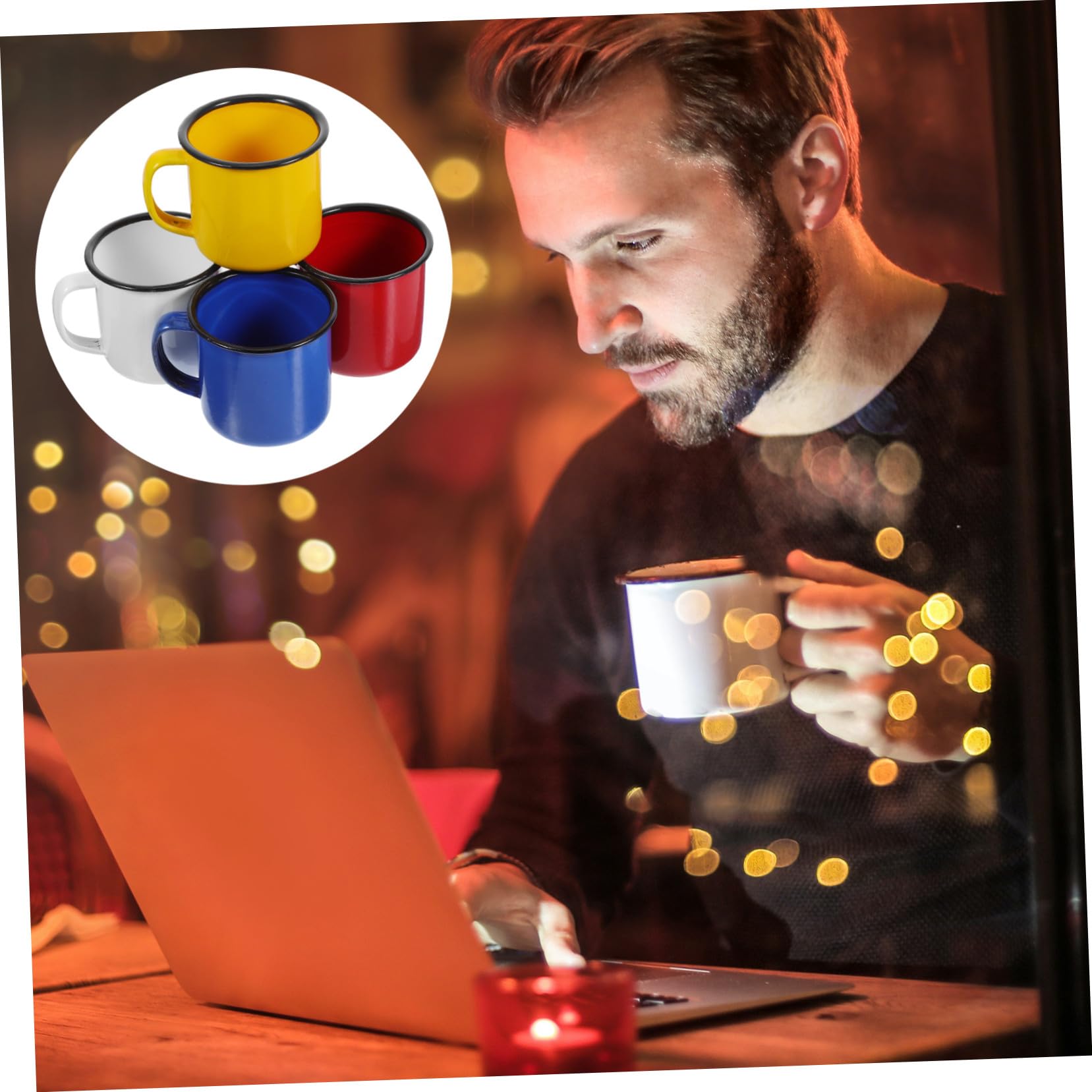 Alipis 4 Tazas de Agua Esmaltadas para Viaje y Picnic, Taza Creativa para Beber Estructura Resistente, Fácil de Limpiar, Estilo Simple, Adecuado para Acampada, Cafés y Restaurantes