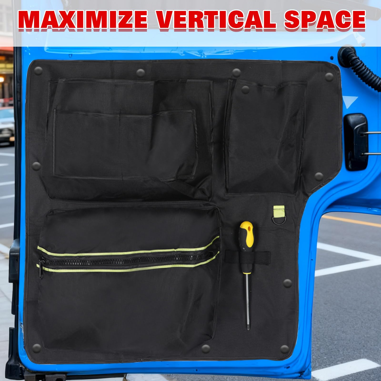 Scheunentor-Aufbewahrungsorganizer kompatibel mit VW T4 1990-2003, 2 Pcs Scheunentür Lagerorganisator für Kastenwagen /Wohnmobil Hecktür, Oxford-Taschen Kofferraumtaschen Zur Werkzeugaufbewahrung