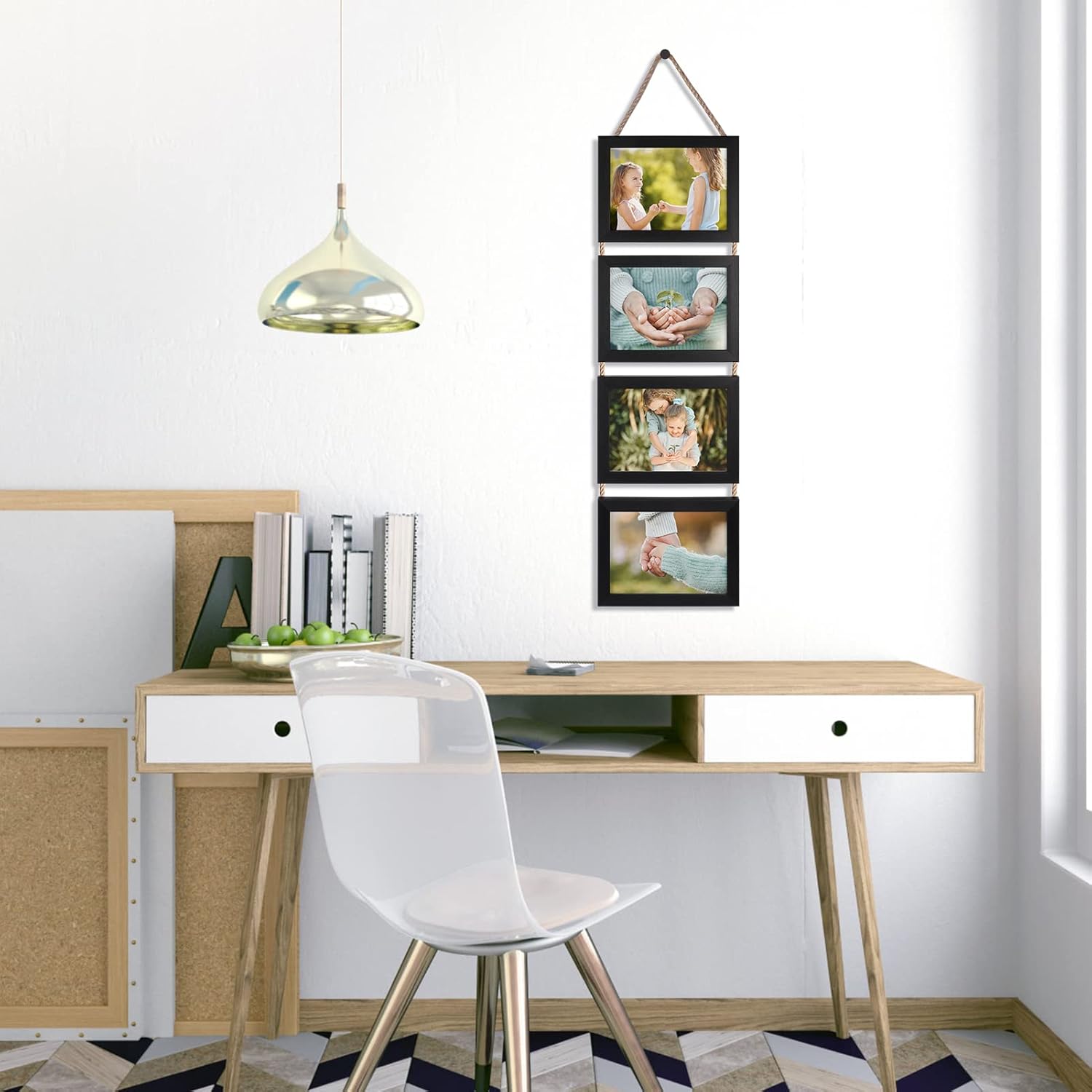 Lavezee 5x7 Hanging Collage Picture Frames Set of 2, Black 8 Opening Horizontal Frame Made to Display 5 x 7 Inch Photo for Wall Decor - Image 8