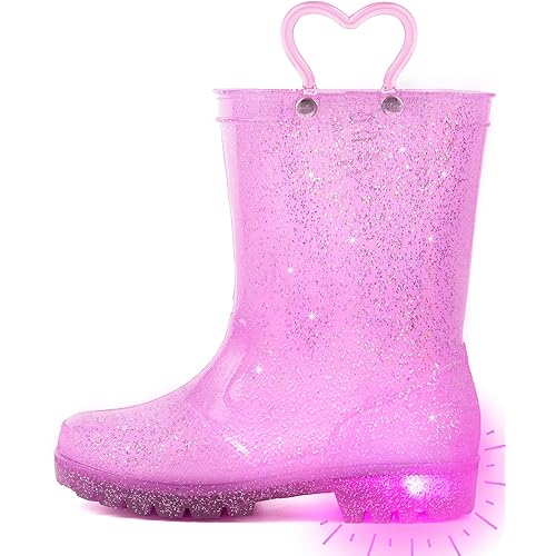 Outee Toddler Kids Adorable Lightwight Waterproof Rain Boots Light Up by Steps