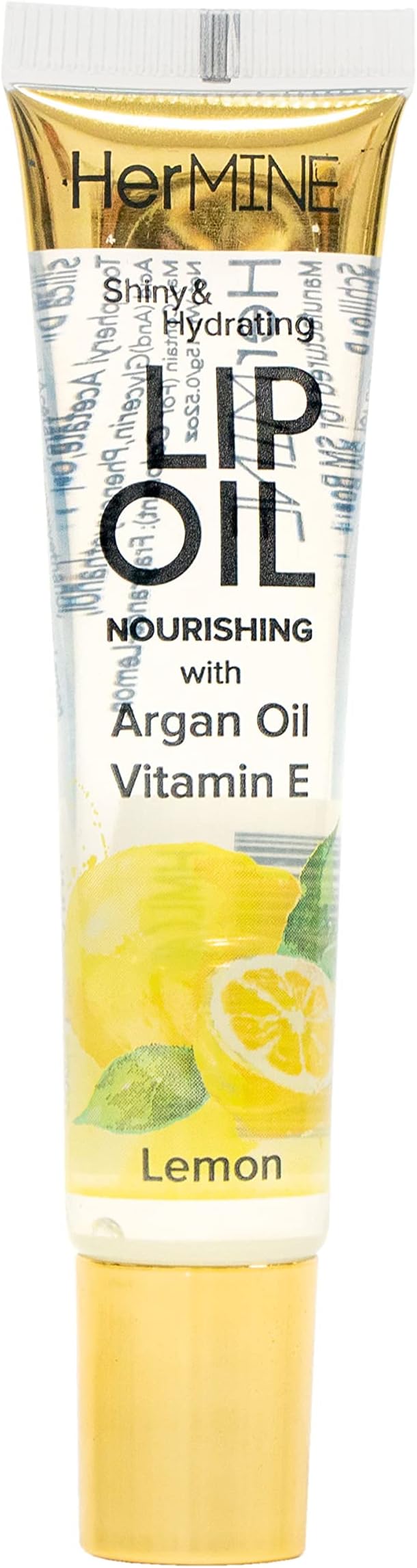 (Lemon) - HerMINE Nourishing Lip Oil with Argan Oil & Vitamin E Clear Long Lasting Hydrating Lip Moisturising Gel 15g / 15ml (Lemon)